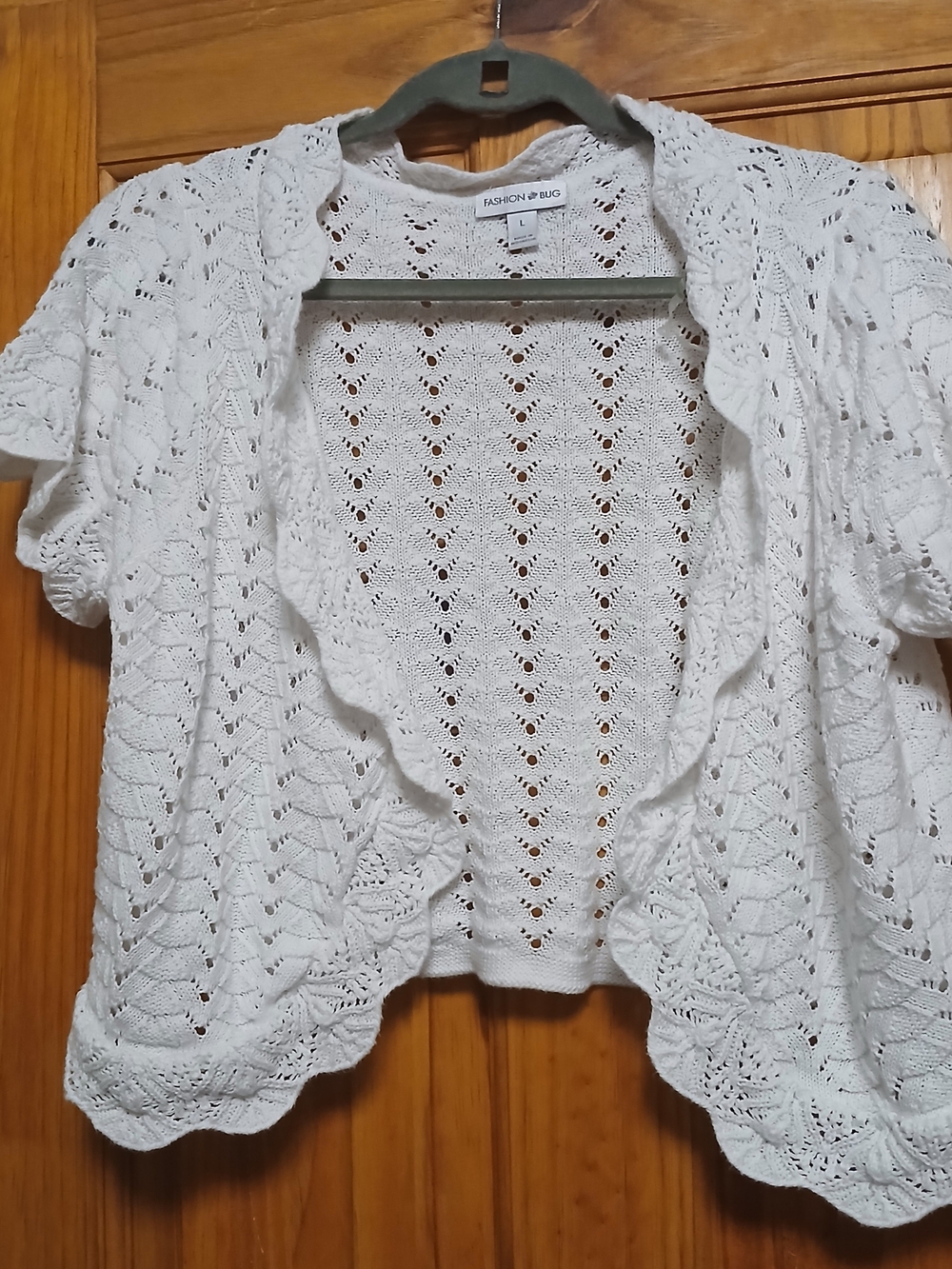 FASHION BUG Women's White Openfront Crochet Cardigan Sweater